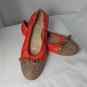 AGL Attilio Giusti Leombruni Orange Tan Ballet Flats Shoes 38.5 Comfort